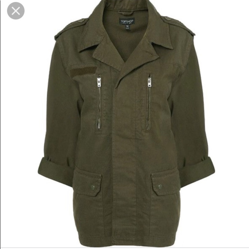 ♥️Topshop utility jacket size 4 green military♥️